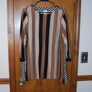 Chico's Size 2 (size large) brown and tan striped top